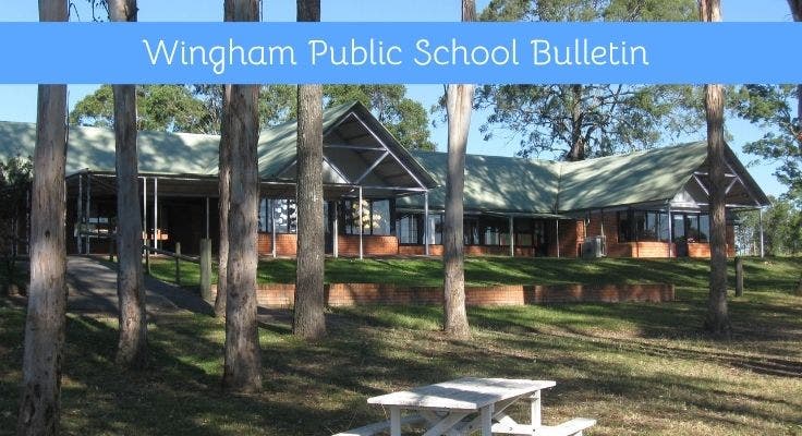 Image of school classroom with gum trees in foreground.